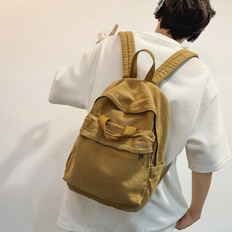 Debecca Canvas Backpack Large Size Unisex Green/Black/White/Brown/Red-13