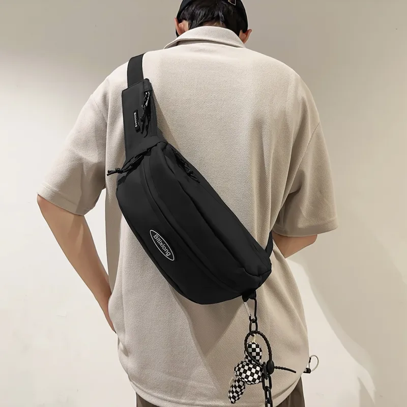Debecca Laminated Oxford Cloth Sling Bag Unisex Black-1