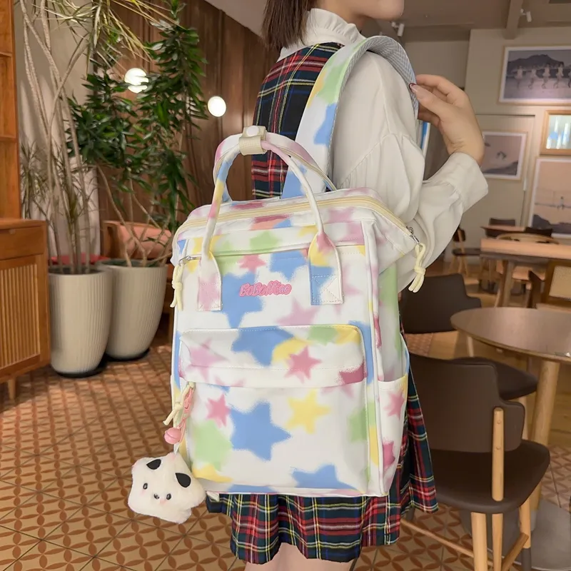 Debecca Nylon Backpack Regular Women's White/Pink/Yellow-1