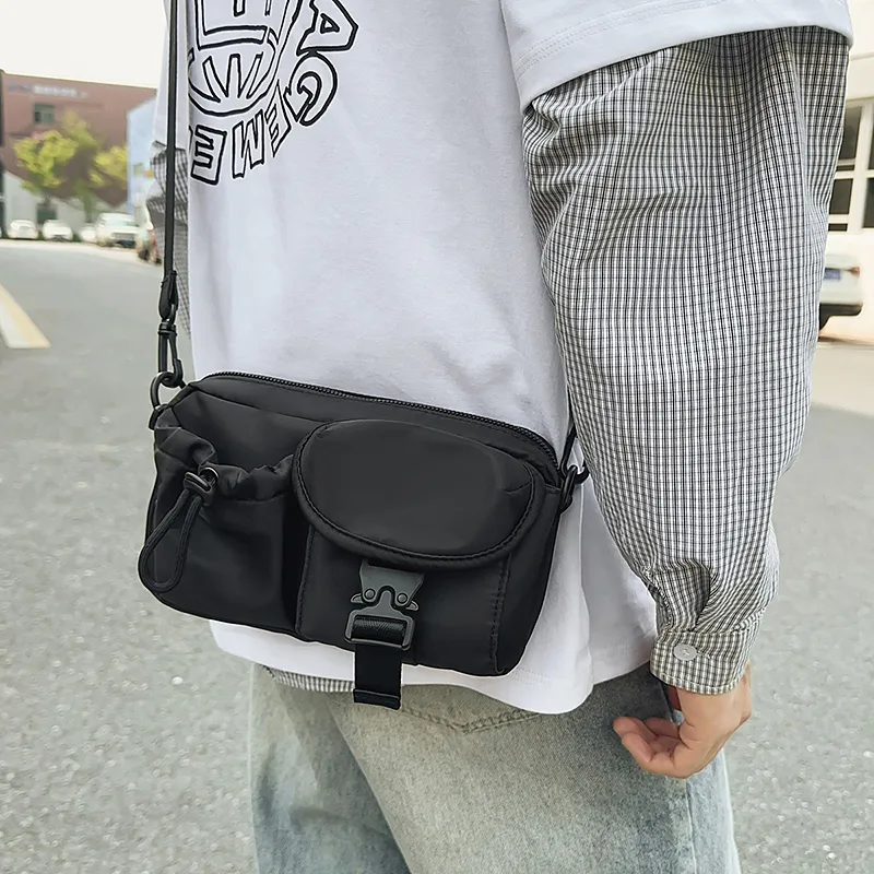 Debecca Nylon Shoulder Bag, Crossbody Bag Unisex Khaki Green/Black-6