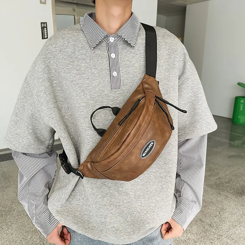 Debecca PU Fanny Pack Regular Men's Black/Brown-6