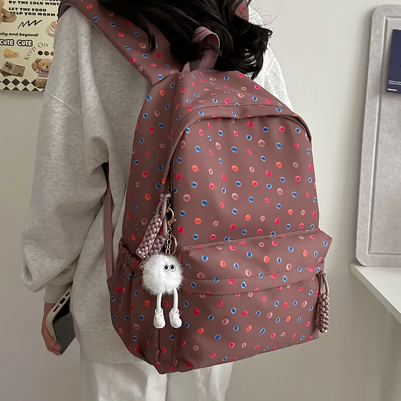 Debecca Polyester Backpack Large Size Women's White Brown-4