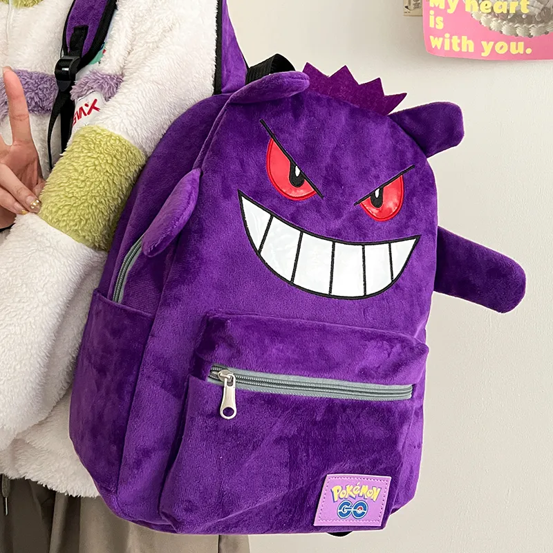 Debecca Fleece Backpack Unisex Black Purple-6