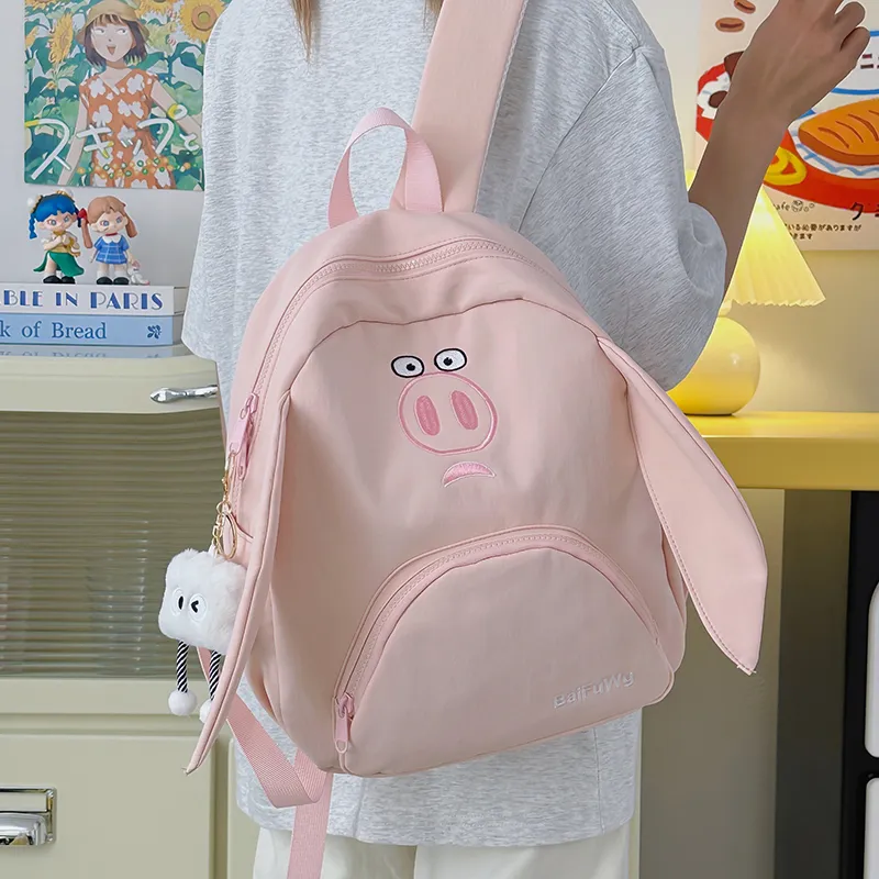 Debecca Nylon Backpack Unisex Pink/White-3