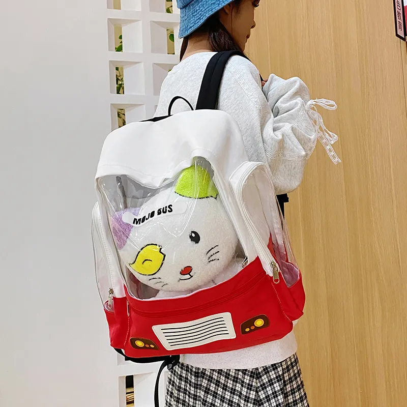 Debecca Nylon Backpack Large Size Unisex Red White-4