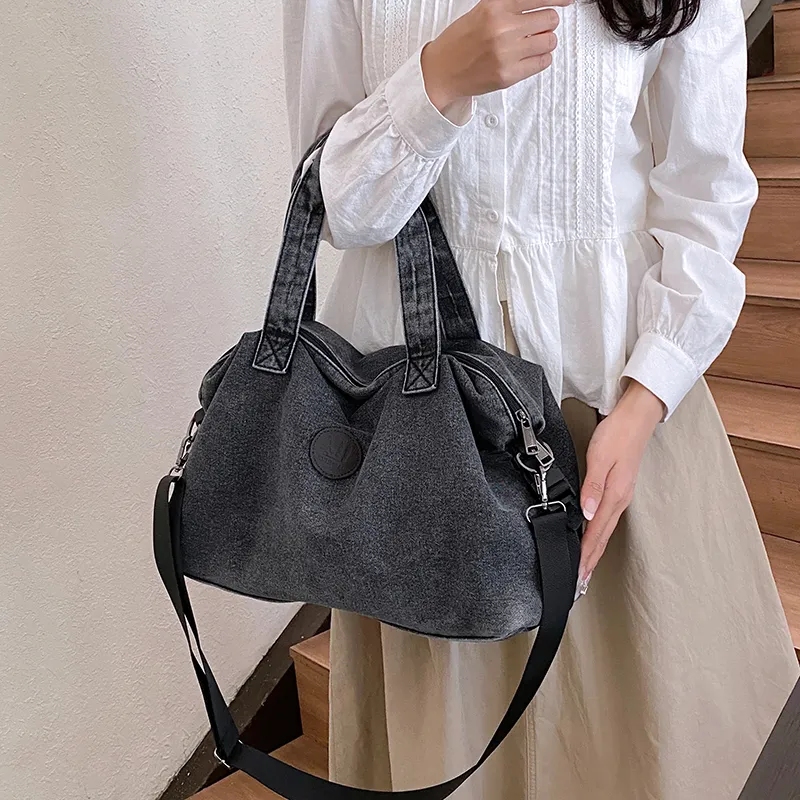 Debecca Denim One Shoulder Handbag Women's Blue/Black-7