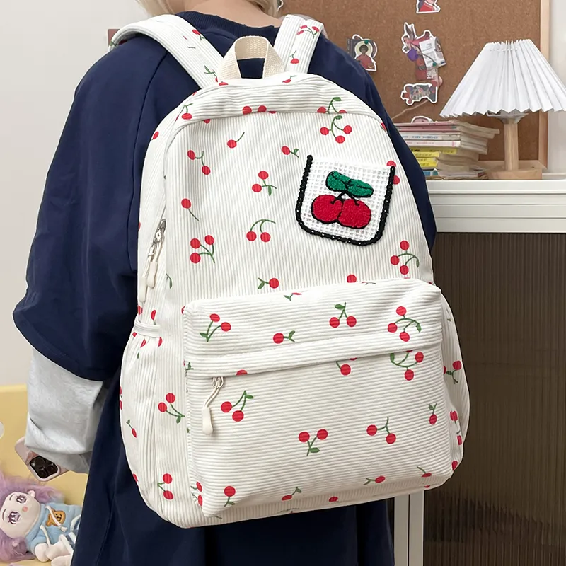 Debecca Canvas Canvas Bag Backpack Regular Women's White/Pink/Black-2