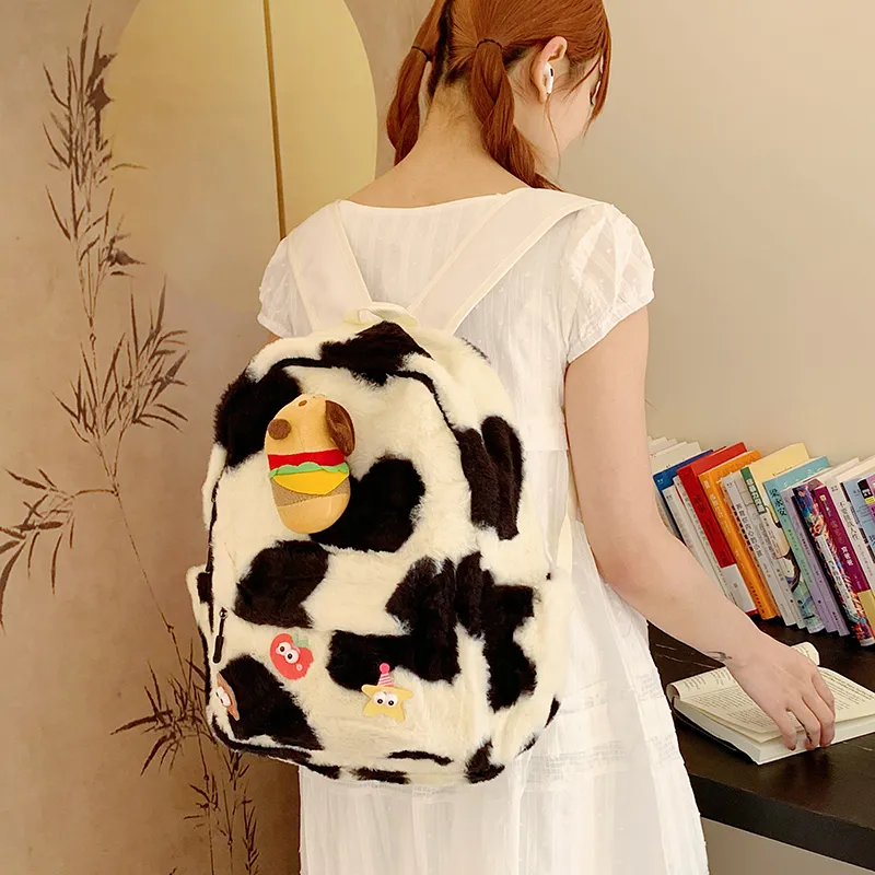 Debecca Fleece Backpack Regular Unisex Black White-6