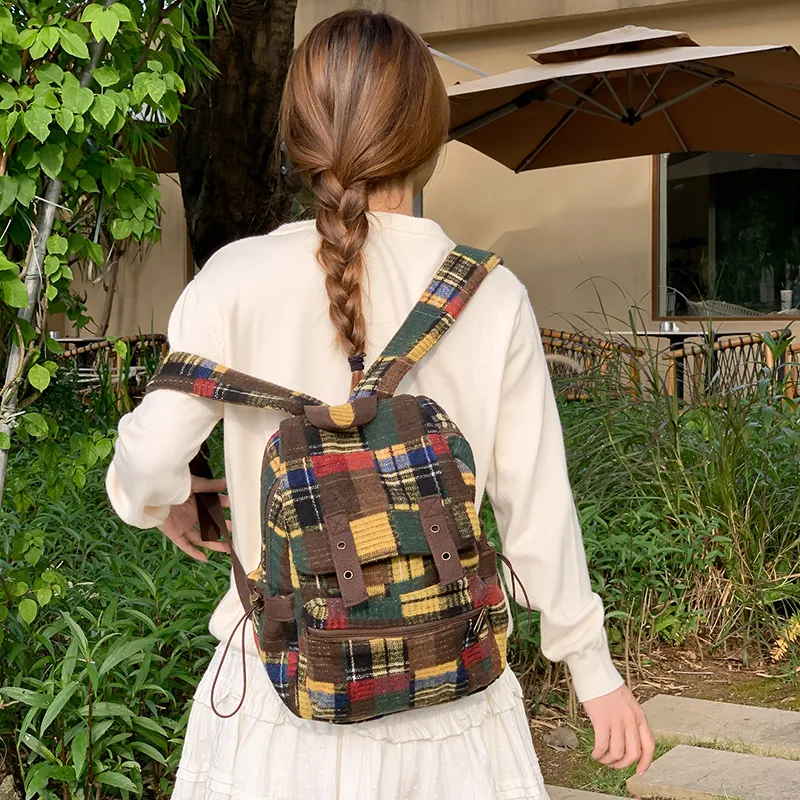 Debecca Woolen Backpack Unisex Green/Red/Khaki/Blue-1