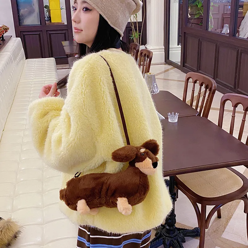 Debecca Plush Crossbody Bag Regular Women's Coffee-3
