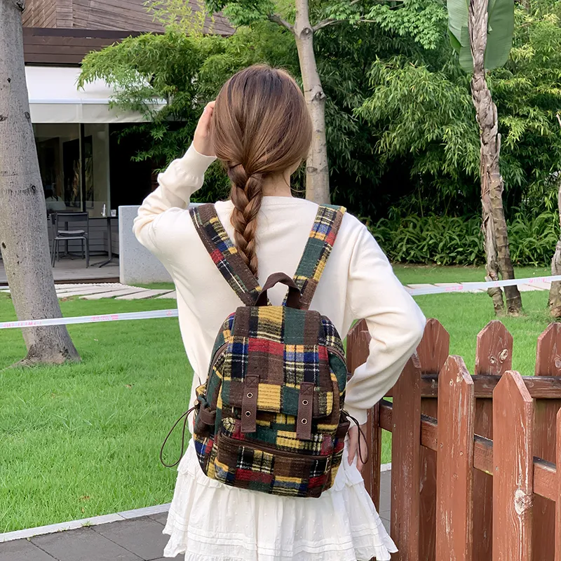Debecca Woolen Backpack Unisex Green/Red/Khaki/Blue-3