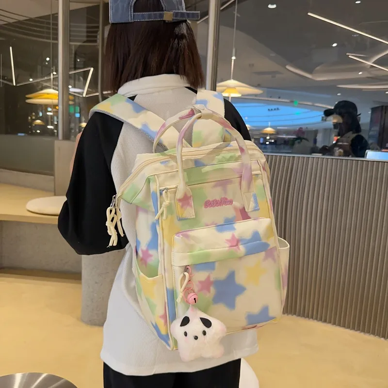 Debecca Nylon Backpack Regular Women's White/Pink/Yellow-10