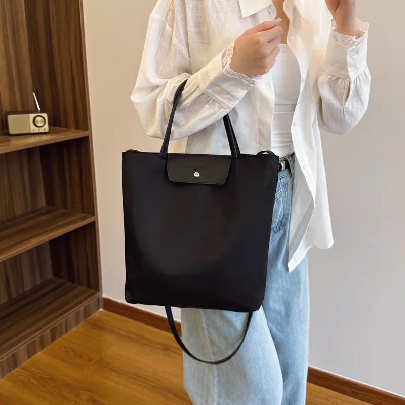 Debecca Fabric Tote Shoulder Bag, Crossbody Bag, Handbag Unisex Black/Khaki-1