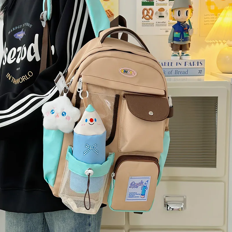 Debecca Polyester Backpack Regular Unisex Pink/Brown-6