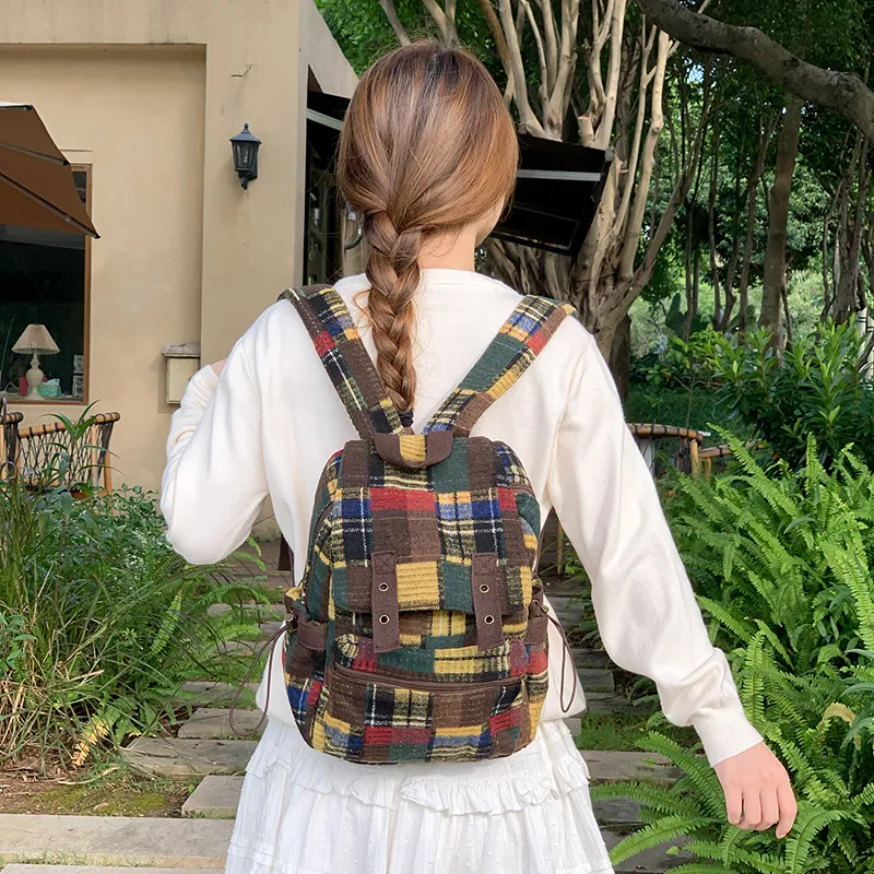 Debecca Woolen Backpack Unisex Green/Red/Khaki/Blue-4