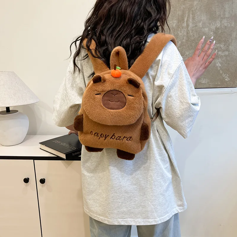 Debecca Plush Backpack Women's Brown-5