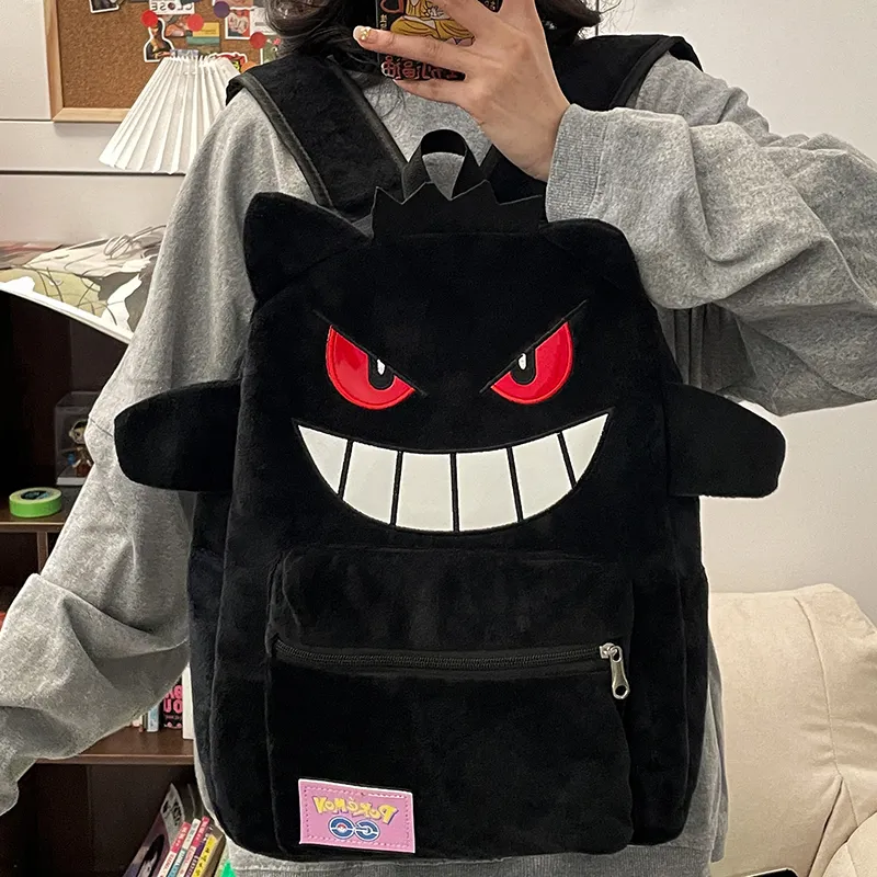 Debecca Fleece Backpack Unisex Black Purple-2