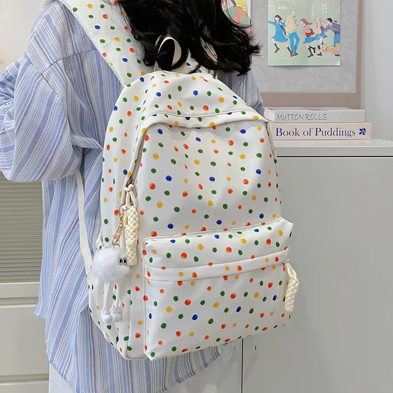 Debecca Polyester Backpack Large Size Women's White Brown-2