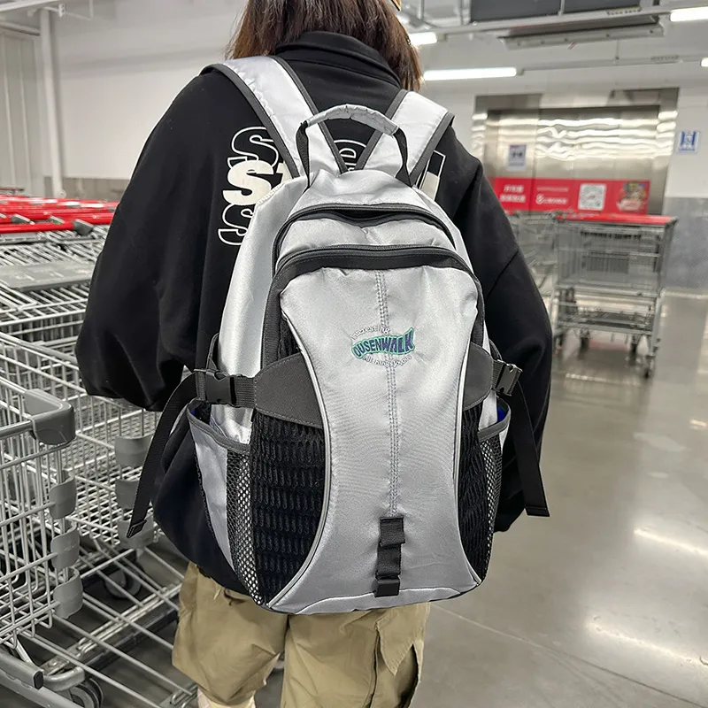 Debecca Nylon Backpack Large Size Unisex Silver Gray-1