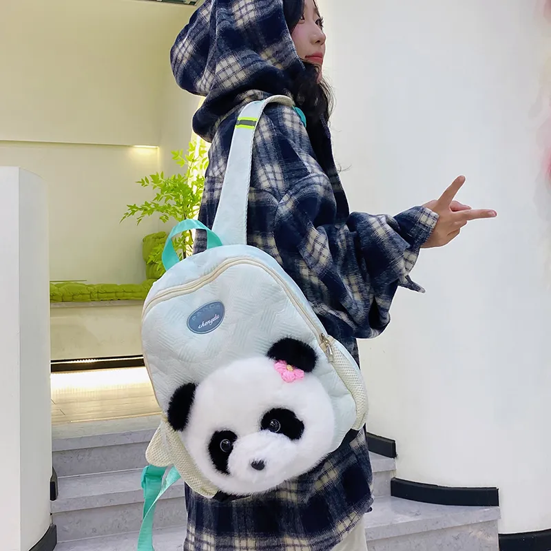 Debecca Plush Patchwork Backpack Large Size Women's Multicolor-2