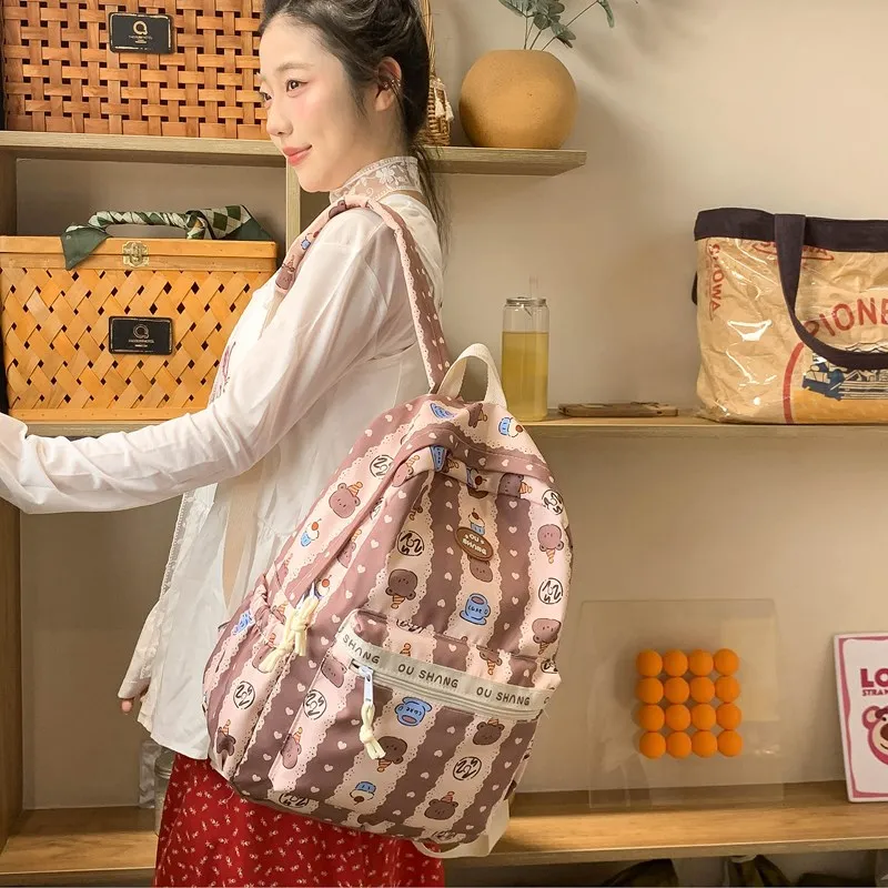 Debecca Composite Cloth Backpack Large Size Unisex Multicolor-3