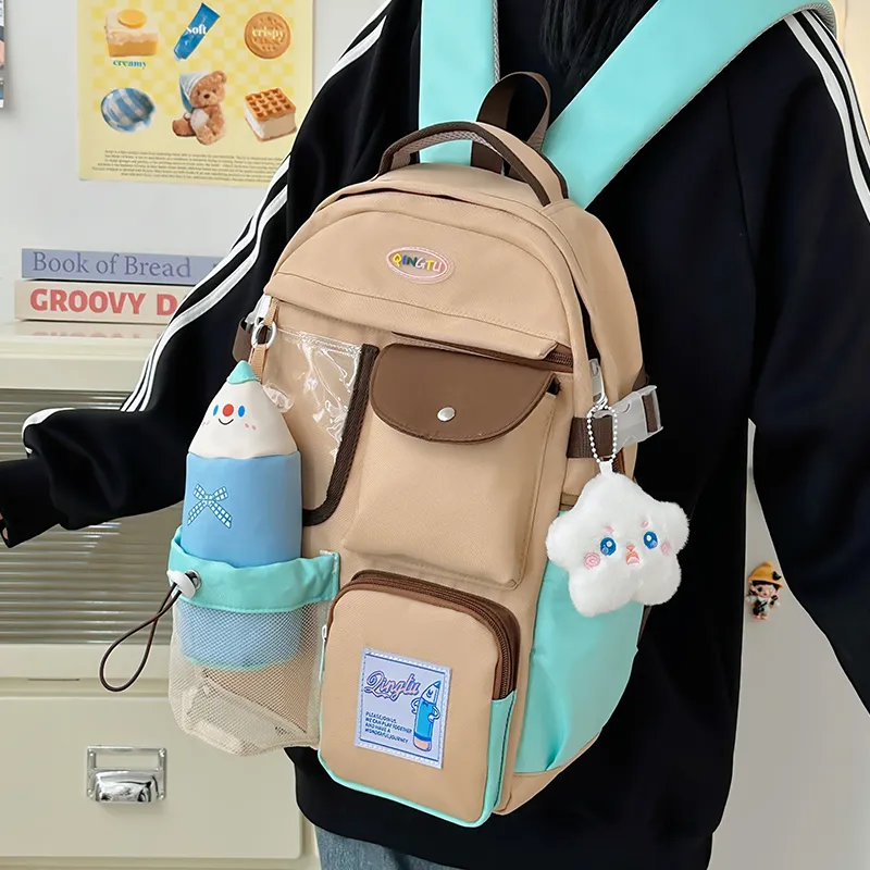 Debecca Polyester Backpack Regular Unisex Pink/Brown-7
