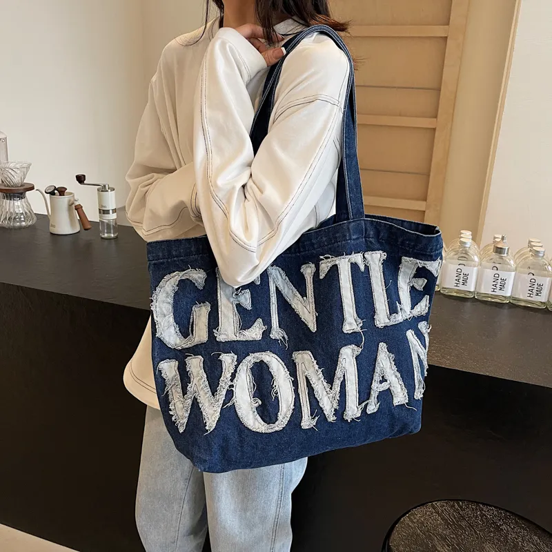 Debecca Denim Shoulder Bag Regular Women's Ecru/Blue-3