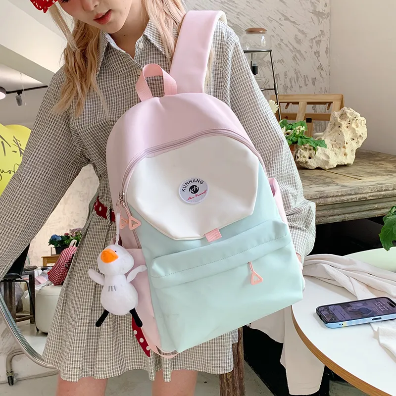 Debecca Nylon Fabric Backpack Unisex Multicolor-3