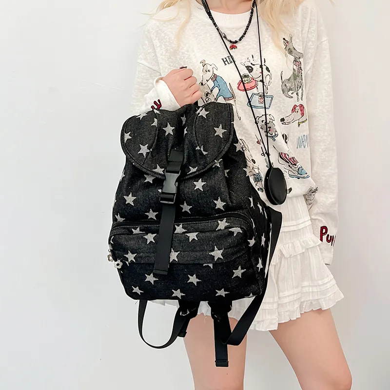 Debecca Denim Backpack Women's Black/White-4
