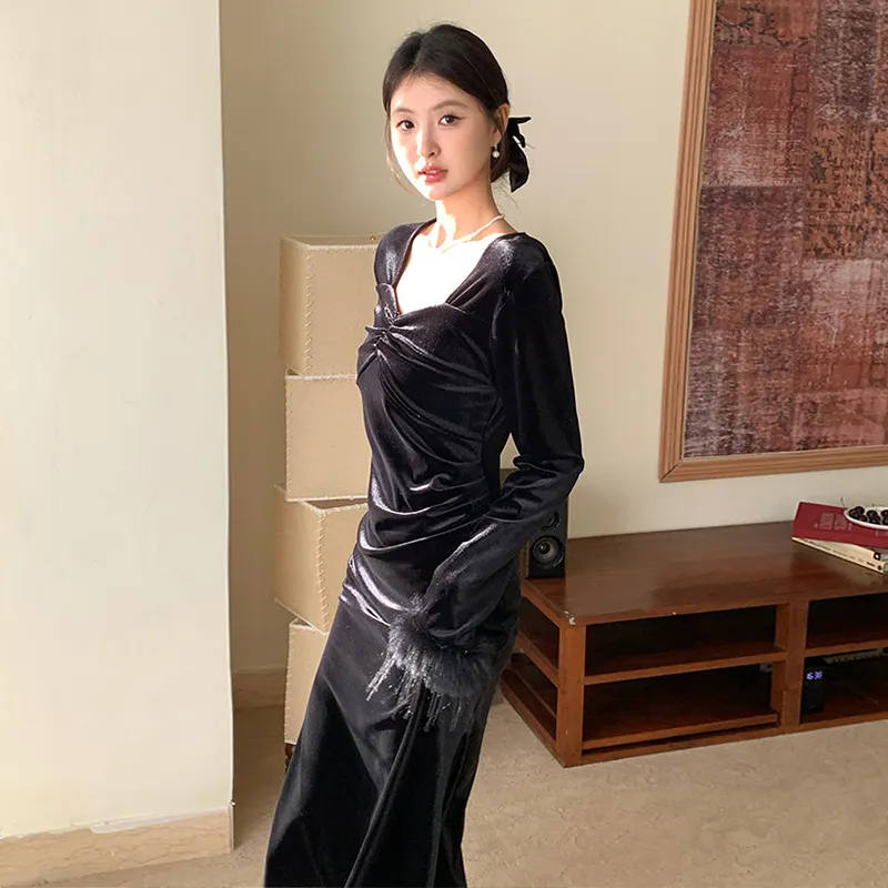 WESTLINK Long Sleeved Dress Women's Black-5