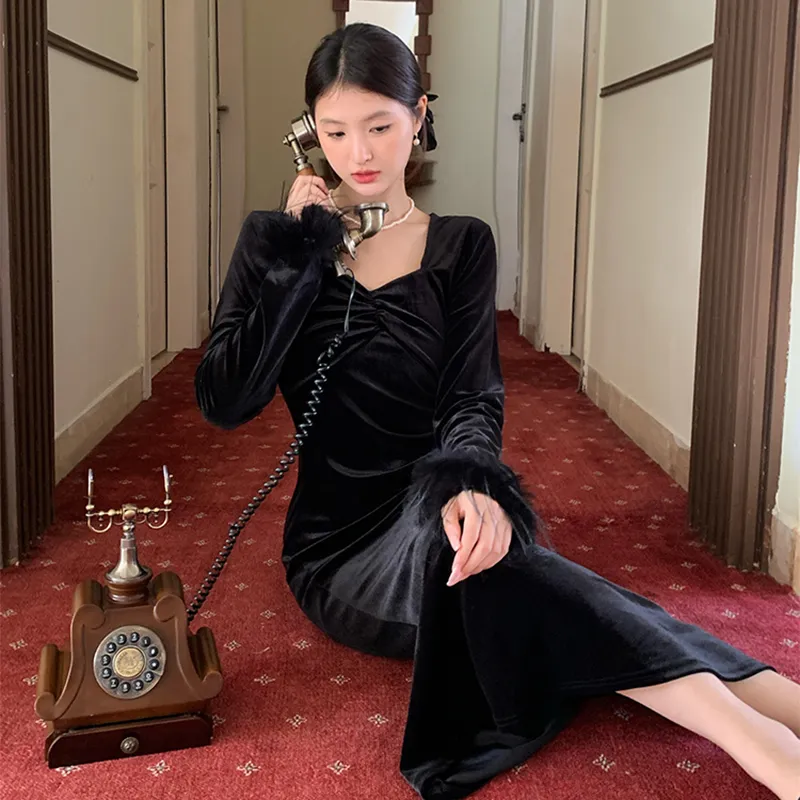 WESTLINK Long Sleeved Dress Women's Black-2