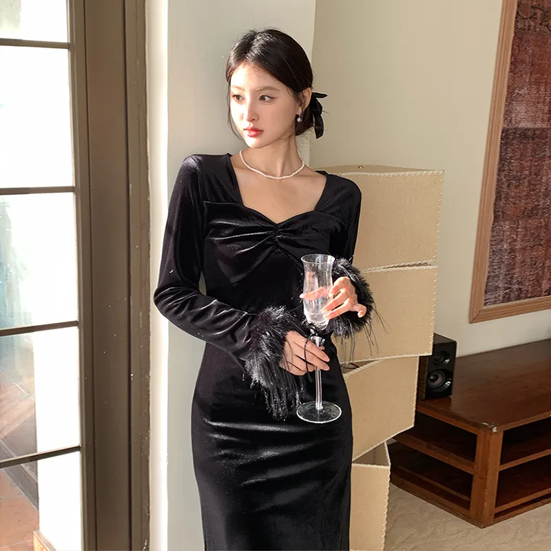 WESTLINK Long Sleeved Dress Women's Black-4