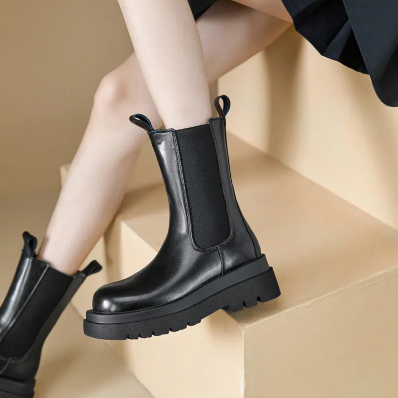 WESTLINK 14cm Chelsea Boots 6cm Women's Black-10