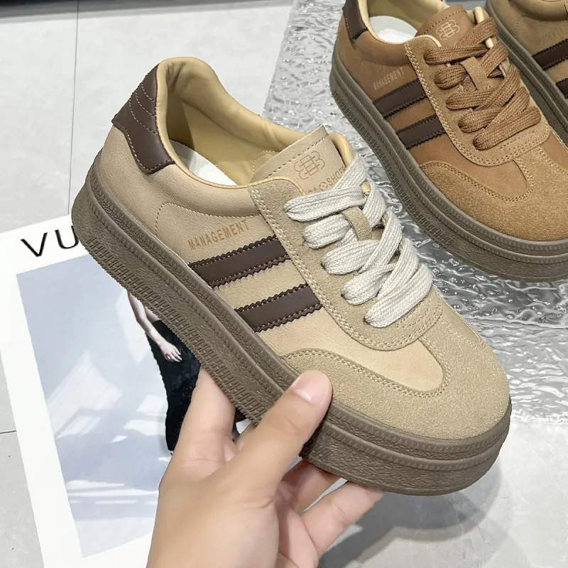 WESTLINK American Vintage Casual Versatile Low-Top Platform German Army Trainers Skateboard Shoes Women's-2
