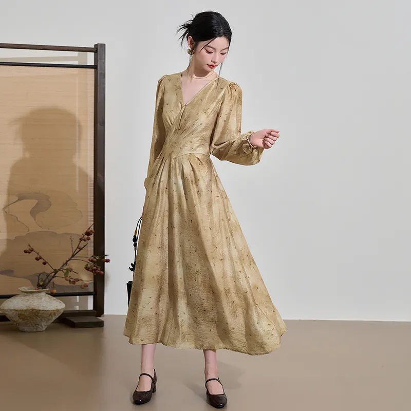 WESTLINK Long Sleeved Dress Women's Apricot-2