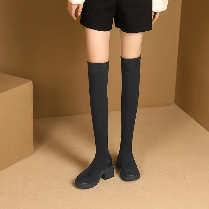 JOSINY Knee-high Boots 6.5cm Women's Black-3