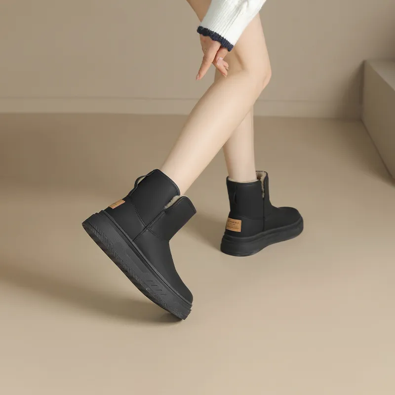 JOSINY Warm Height Increasing Slip-Resistant Short Mid-Calf Snow Boots Women's-4