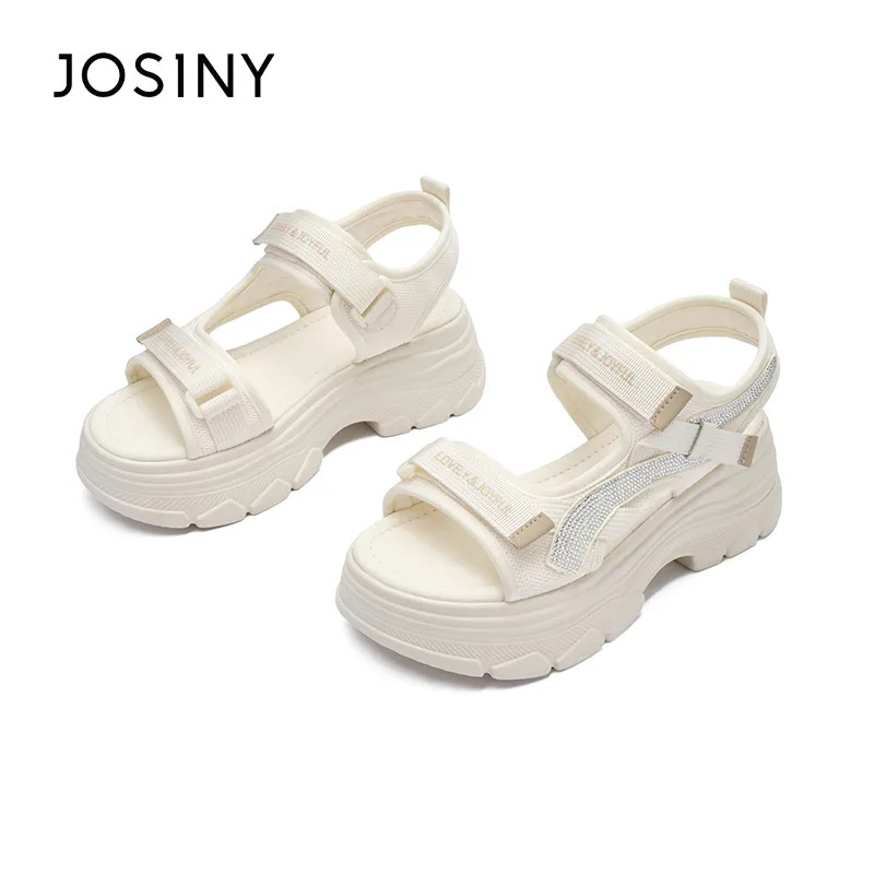 JOSINY Beach Sandals Women's Black/Ecru-1