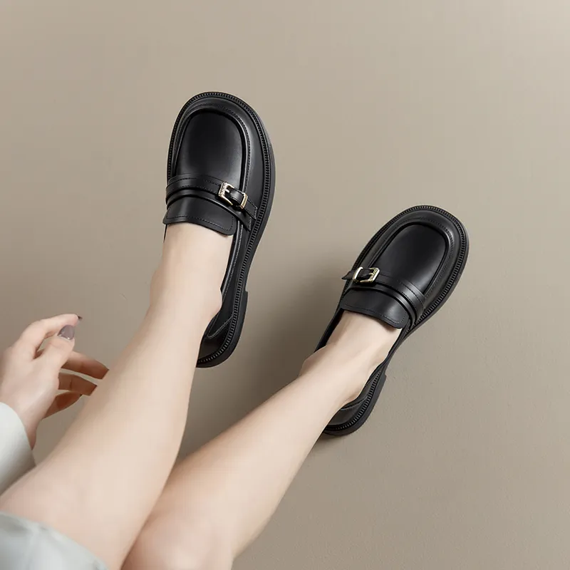 JOSINY British Style Small Leather Slip-on Shoes Loafers 3cm Women's-6