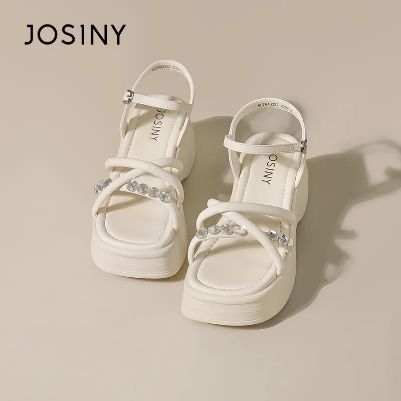 JOSINY Beach Sandals Women's Black/Ecru-2