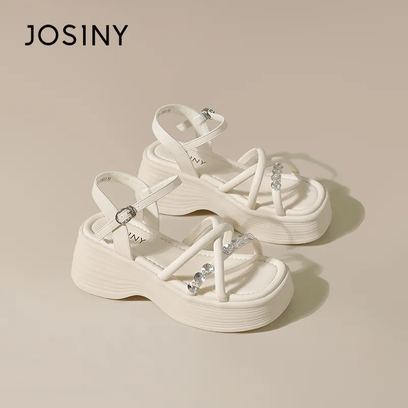 JOSINY Beach Sandals Women's Black/Ecru-3