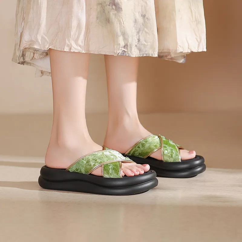 JOSINY Slide Slippers Women's Black, Green, Champagne Gold-10