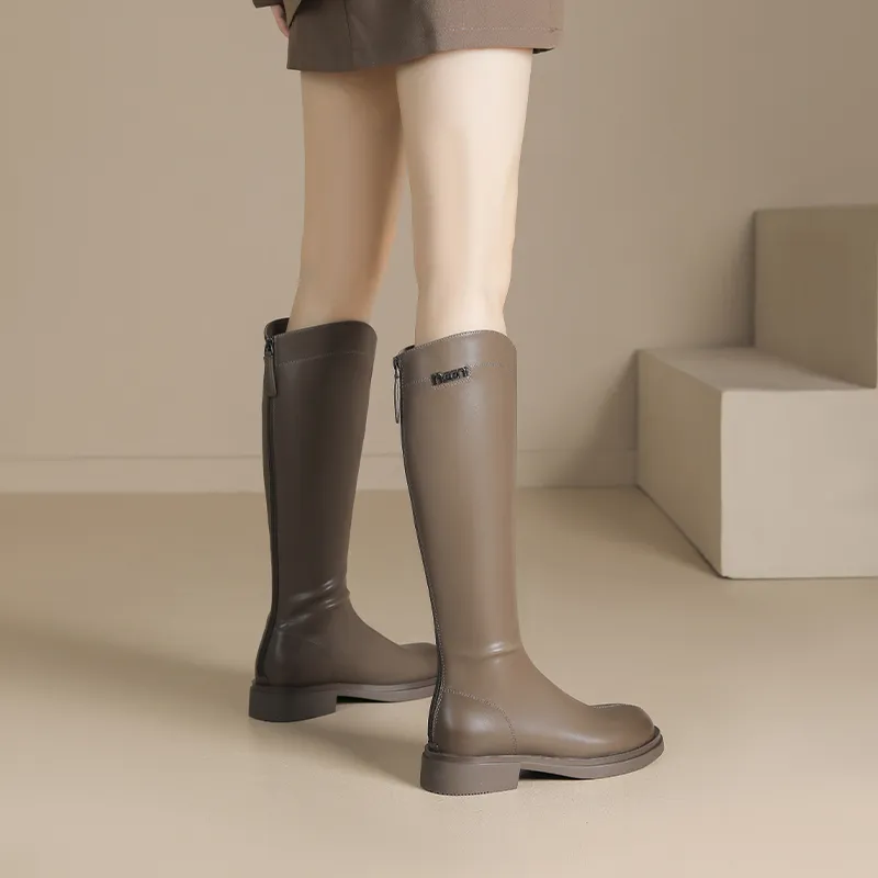 JOSINY Non-over-The-Knee Slimming Boots Knee-high Boots 3.5cm Women's Black-23