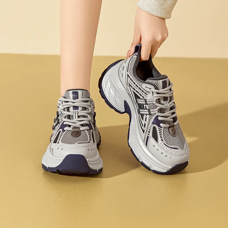 JOSINY JOSINY Height Increasing Warmth Low Top Chunky Sneakers Women's Gray Blue-6