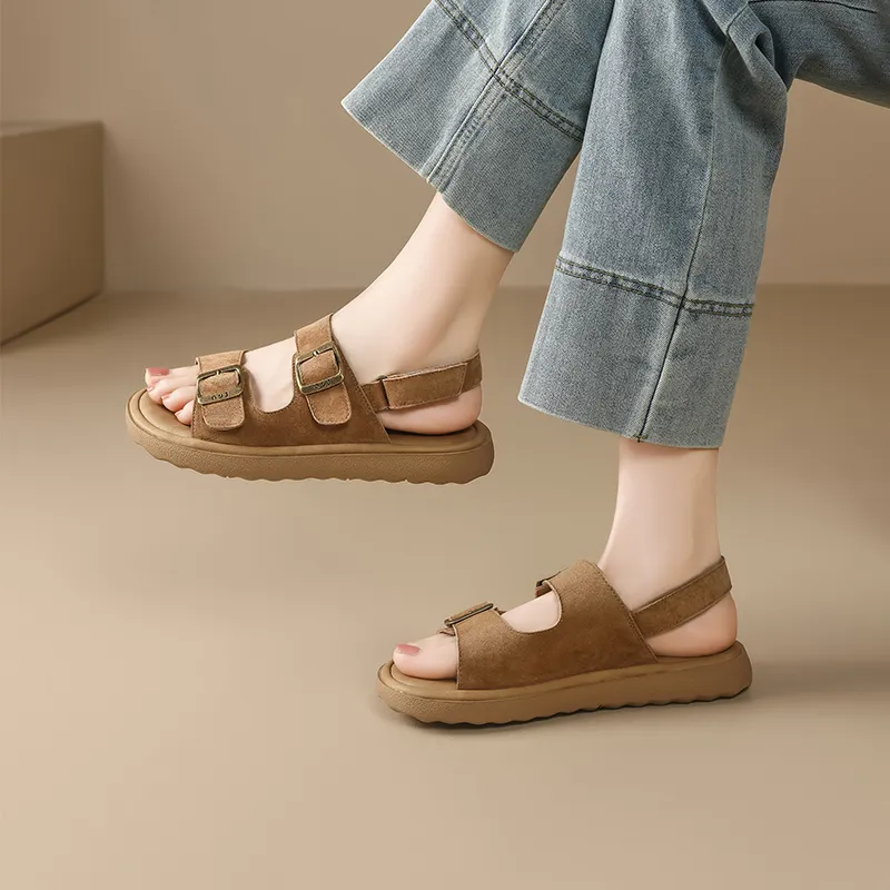 JOSINY Beach Sandals Women's Camel/Ecru-11