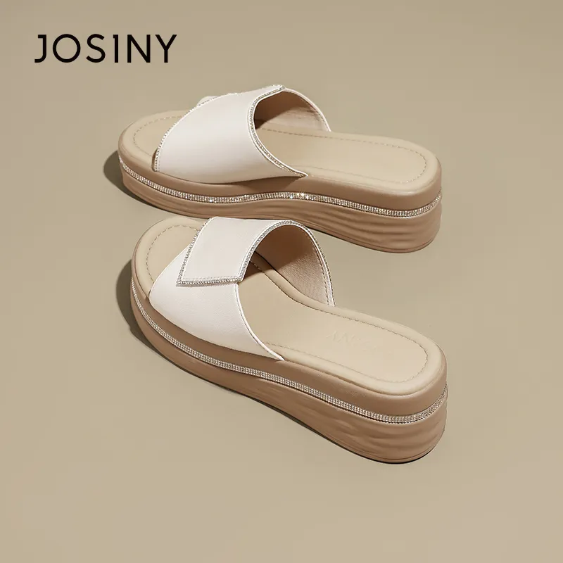 JOSINY Slip Resistant Abrasion Resistant Slide Slippers Women's Ecru-1