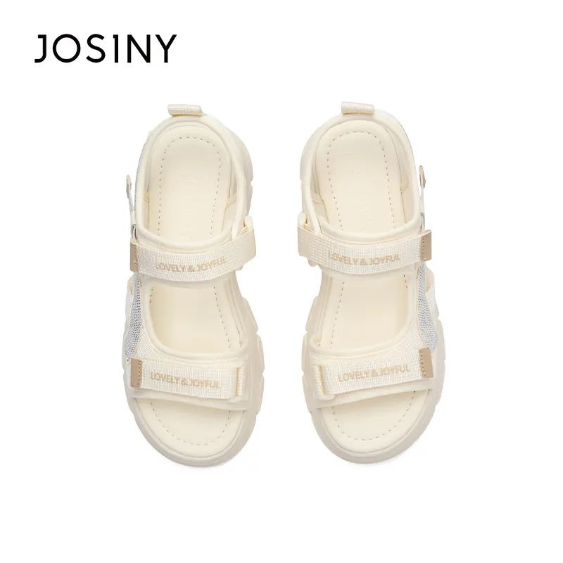 JOSINY Beach Sandals Women's Black/Ecru-2