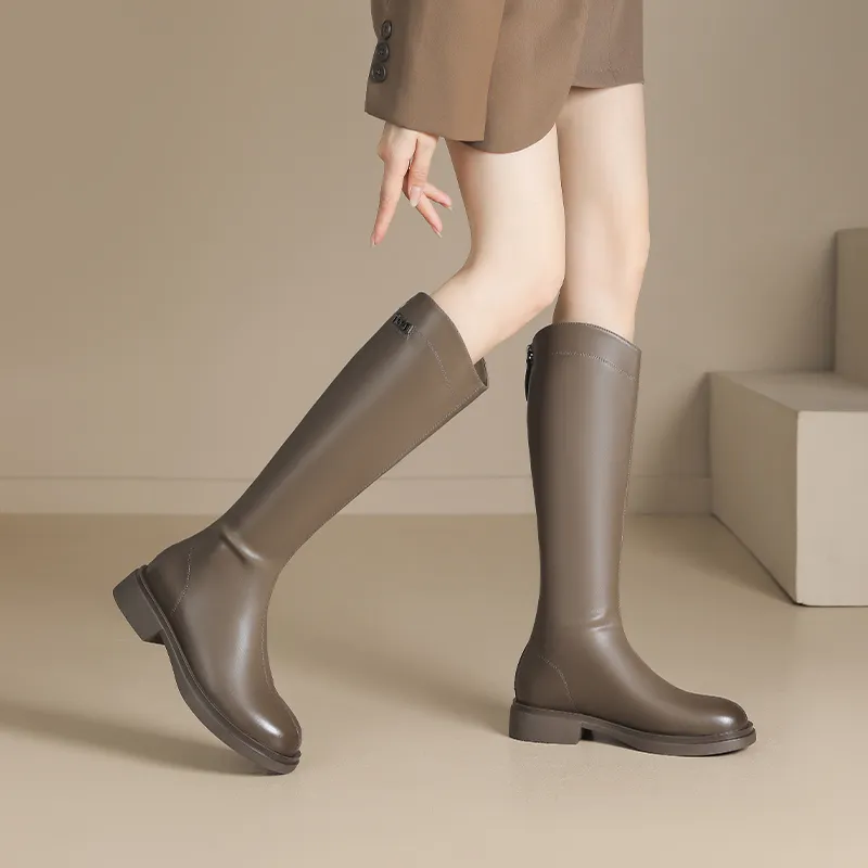 JOSINY Non-over-The-Knee Slimming Boots Knee-high Boots 3.5cm Women's Black-21