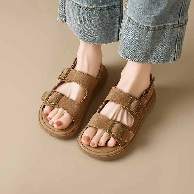 JOSINY Beach Sandals Women's Camel/Ecru-12