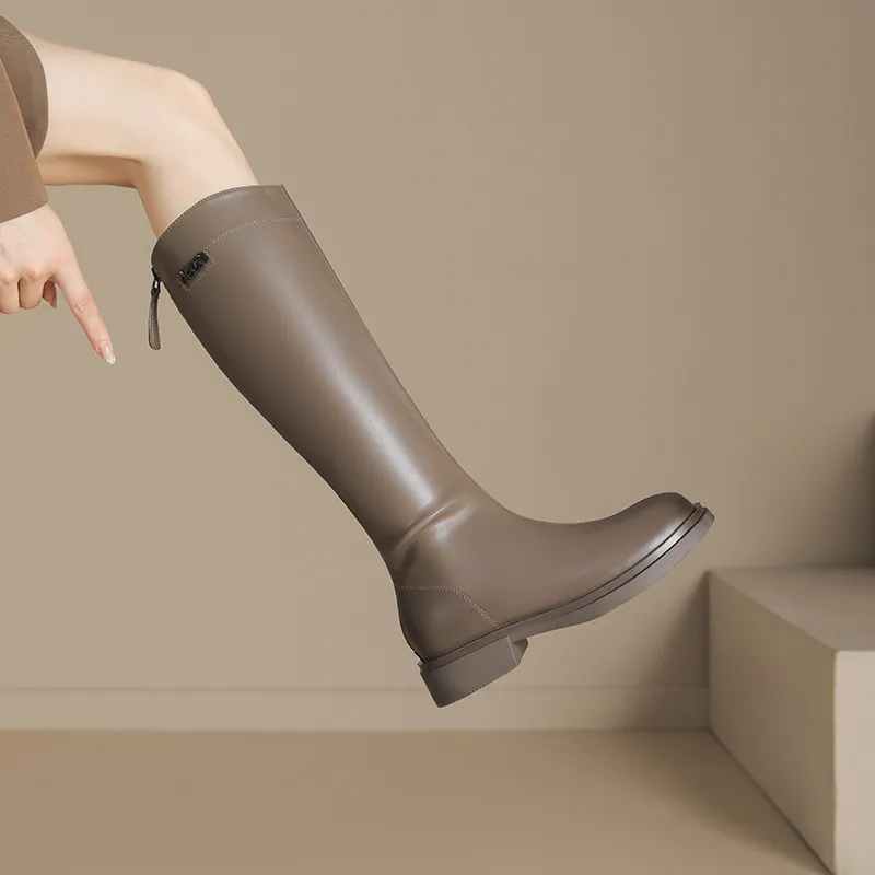JOSINY Non-over-The-Knee Slimming Boots Knee-high Boots 3.5cm Women's Black-17